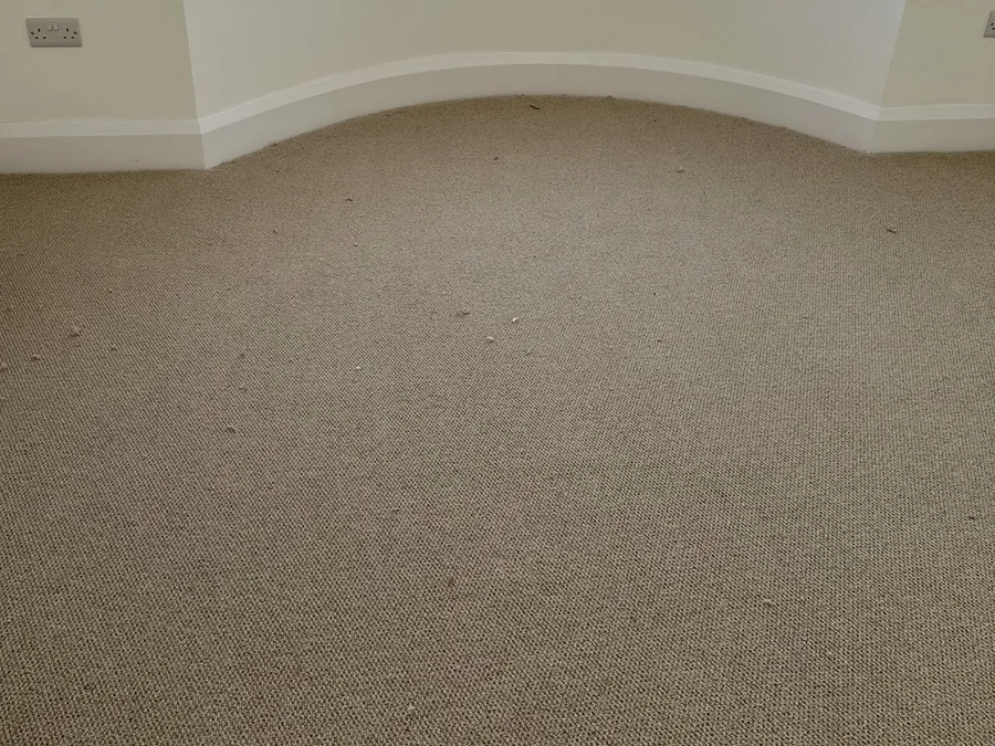Fitted carpet in a room with a bay window